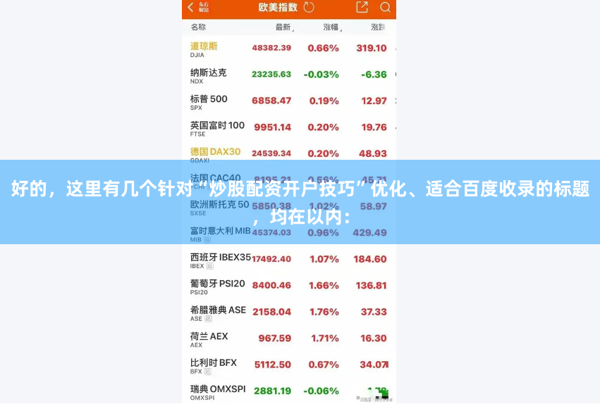 好的，这里有几个针对“炒股配资开户技巧”优化、适合百度收录的标题，均在以内：